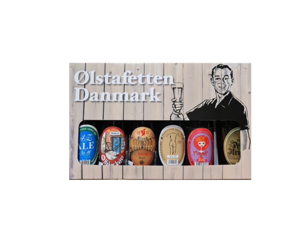 Ølstafetten med danske øl. 6 x 33 cl.